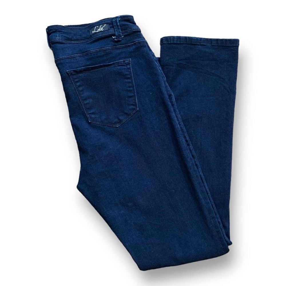 Lola Jeans Women's Blue Stretch Denim Kate High-Rise Straight Jeans Size 14